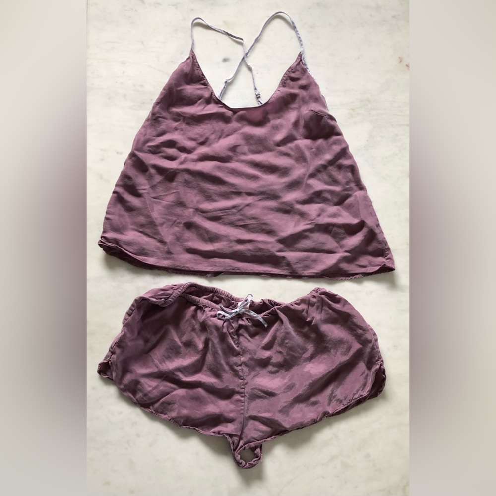 Victoria’s Secret Silky Purple Pajama Set Tank and Shorts